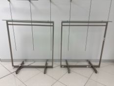 Pair Of Stainless Steel Clothing Rails With Glass Display Tops - No Reserve