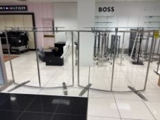 Pair Of Metal Crescent Clothing Rails With Glass Display Top - No Reserve