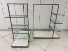 Pair Of Steel Frame Clothes Rails With Glass Shelves - No Reserve
