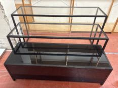 Black Metal Frame Tables With Glass Top And A Black Glass Drawer Unit - No Reserve