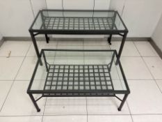 Pair Of Glass Top Display Tables - No Reserve