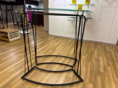 Pair Of Crescent Garment Rails With Glass Shelves - No Reserve