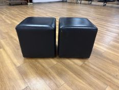 Pair Of Black Pouffes - No Reserve