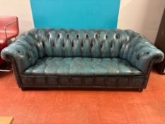 Turquoise Leather Chesterfield Sofa - No Reserve