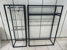 2 x Tall Metal & Glass Garment Display Units - No Reserve