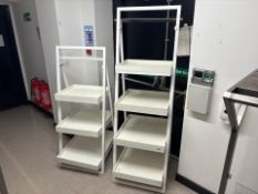 Pair Of White Metal Framed Tray Shelves