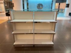 2 x White Shelved Wooden Display Units