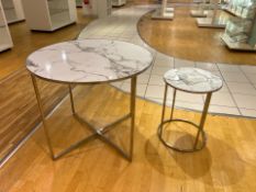 2 x Metal Frame Marble Effect PVC Top Table