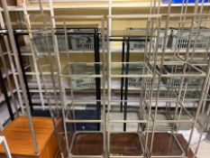 2 x Metal Frame Glass Shelved Display Unit