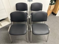 4 Faux Black Leather Stackable Seats