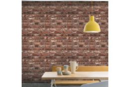 10 Rolls Of Grandeco Vintage Brick Red Wallpaper, No Reserve