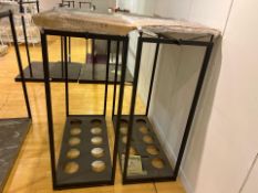 2 x Black Metal Frame Display Rail With Glass Top