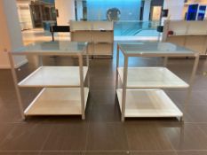 2 x Metal Frame Glass And Wood Shelved Display