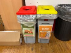 2 x Plastic Bins Yellow And Red Tops