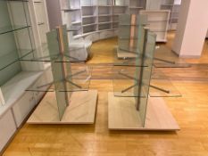 2 x Glass Shelved Wooden Frame Display Unit