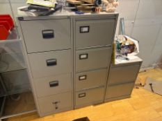 3 Grey Metal Filing Cabinets