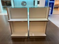 2 x White Shelved Wooden Display Units