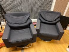 2 x Black Fabric Swivel Chairs
