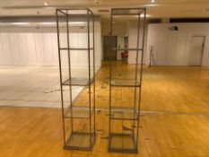 Pair Of 5 Tier Metal Frame Glass Shelving