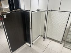 3 x Perforated Peg Back Mobile T Shape Display Units, No Reserve
