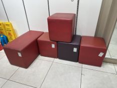 5 Red / Burgundy Leatherette Stools - No Reserve