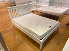 White Wooden Double Bed Frame And Mattress