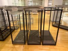 3 x Glass Top Black Metal Frame Display Rail