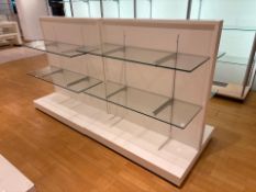 2 x Wooden Frame Display Unit With Glass Shelves