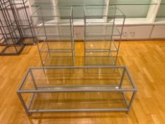 3 Grey Metal Frame Glass Top Displays