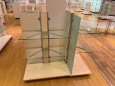 2 x Glass Shelved Wooden Frame Display Unit