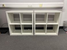 2 x White Wooden Lacquer Display Units
