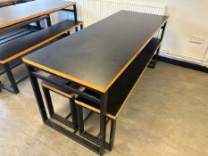 Black Wooden Top Table With Benches- No Reserve