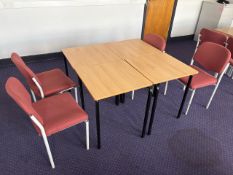 4 Square Tables With Red Felt Chairs- No Reserve