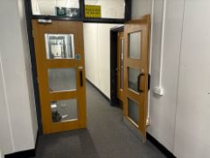 Double Wooden Fire Door With Glass Panels- No Reserve