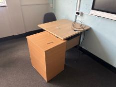Single Square Desk With Rolling Office Chair & Pedestal- No Reserve