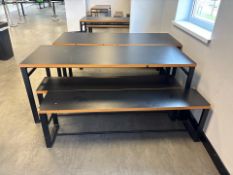 Black Wooden Top Table With Benches- No Reserve