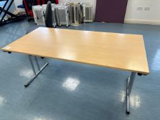 Set Of 4 Straight Wooden Top Fold Out Tables- No Reserve