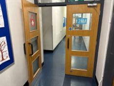 Double Wooden Fire Door With Glass Panels- No Reserve