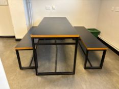 Black Wooden Top Table With Benches- No Reserve