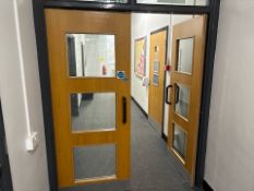 Double Wooden Fire Door With Glass Panels- No Reserve