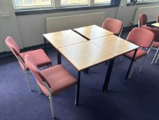 4 Square Tables With Red Felt Chairs- No Reserve