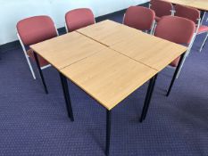 4 Square Tables With Red Felt Chairs- No Reserve