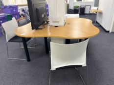 Rounded Square Beech Effect Office Table x2- No Reserve