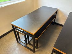 Black Wooden Top Table With Benches- No Reserve