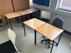 7 Square Wooden Top Black Metal Leg Tables - No Reserve