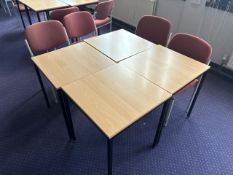 4 Square Tables With Red Felt Chairs- No Reserve