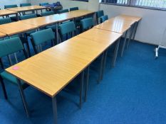 6 Square Wooden Top Tables & Chairs- No Reserve