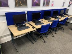 5 Square Wooden Top Single Desks With Felt Back Divider - No Reserve