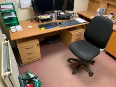 Straight Wooden Top Desk And Pedestals With Office Chair - No Reserve