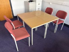 4 Square Tables With Red Felt Chairs- No Reserve